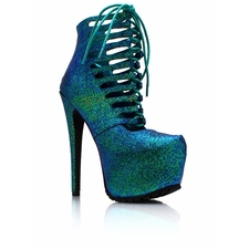 Crackled Metallic Caged Corset Booties