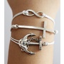 anchor, cross, infinity/karma silver bracelet. (all one bracelet, they connect at the clasp)