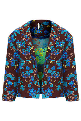 Floral Jacquard Crop Jacket