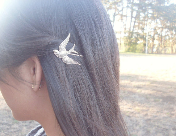 Bird Bobby Pin - Silver Spa...