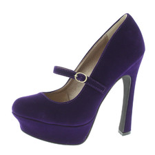 Pagent25 Purple Heel Purple MaryJane Heel with Brushed Suede fabric | wholesalefashionshoes.com