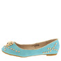 SK0307GH Blue Flat Aqua Flat Slide with Gold accents, Gold Skull