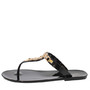 Amanda Black Flat Black Flat Sandal with Gold chain link, crystals