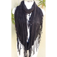 Sweet Virtues - Integrity Side Fringe Infinity Scarf in Black - show pony boutique