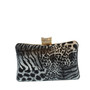 WIDE FASHION CLUTCH PURSE BLACK LEOPARD