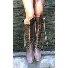 'Extra Virgin' Olive Leather Knee High Boots