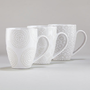 Whit Wax Resist Mugs, Set of 6