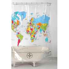 World Map Shower Curtain
