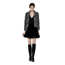 MAILYNN CROPPED FAUX FUR JACKET in BLACK/WHITE by Alice and Olivia