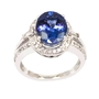 Top Tanzanite - 3.80 Carats Oval Tanzanite Ring in 14k White Gold