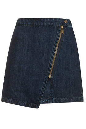 MOTO Denim Zip Wrap Skirt