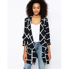 River Island Grid Print Duster Coat