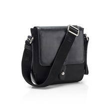 Leather 'Titar' Reporter Bag, Black