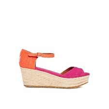 Toms Pink Mix Espradrille Wedge Sandals