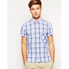 BOSS Orange Shirt with Check in Short Sleeves