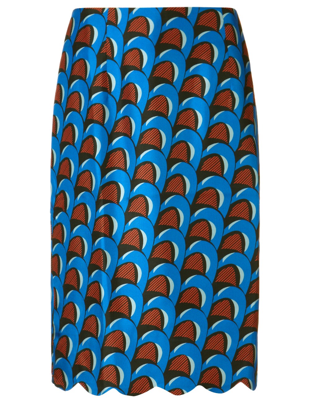 Blue Silk Wave Scalloped Sk...