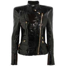 BalmainShearling-lined PVC jacket