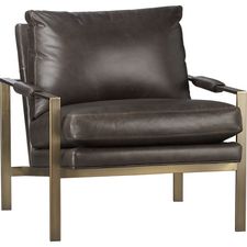 Milo Classic Leather Brass Lounge Chair