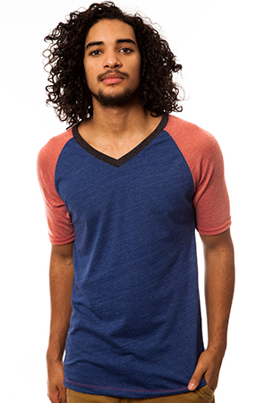 The Geo V-Neck in Red and Blue