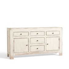 Dawson Large Media Console - Weathered White | Pottery Barn