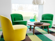 Swivel easy chairs in green...