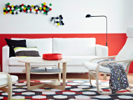 White two-seat sofa and arm...