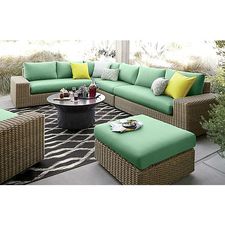 Newport 3-Piece Loveseat Sectional with Sunbrella® Bottle Green Cushions in Outdoor Sectionals | Crate and Barrel