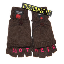 Hot Mess Short Fingerless Gloves- Brown