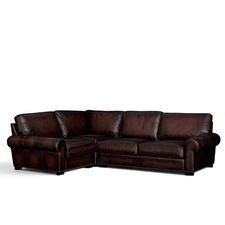 Turner Leather 3-Piece Roll Arm Sectional with Corner | Pottery Barn