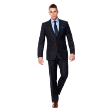 Navy Light Blue Pinstripe Suit - Black Lapel