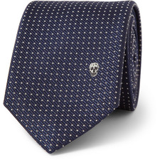 Alexander McQueen Skull-Embroidered Silk Tie
