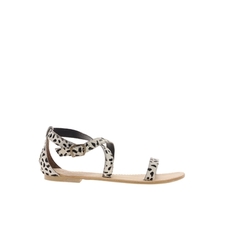 London Rebel Animal Strap Leather Flat Sandal