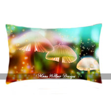 Bed Pillow Case Custom Case "Magic Mushroom"  Fantasy Pillow Case Waterfall Trees Orbs