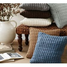 Basketweave Chenille Pillow Cover | Pottery Barn