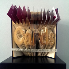 BUSINESS CARD HOLDER - Folded Book Art - Unique - Office - Cards - Boss Gift - Book Sculpture - Fair - Stand decoration - Handout cards