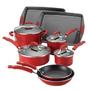 Rachael Ray Porcelain II Nonstick 12-Piece Cookware Set in Red Gradient-14266 at The Home Depot