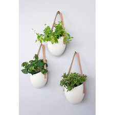 set of 3 porcelain leather hanging planters by lightandladder
