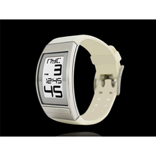 Phosphor World Time Curved E Ink Watch with White PU Band