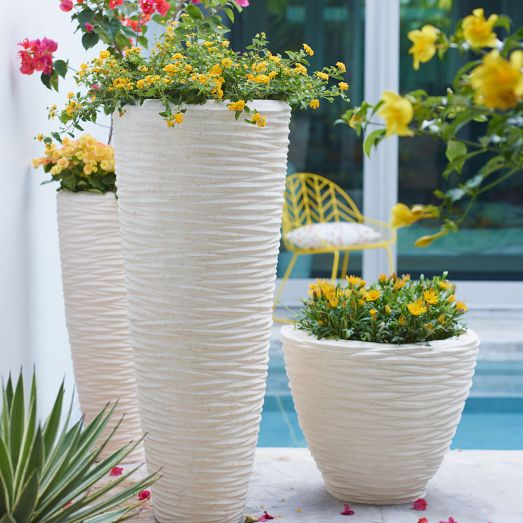 Textured Stone Planters - W...