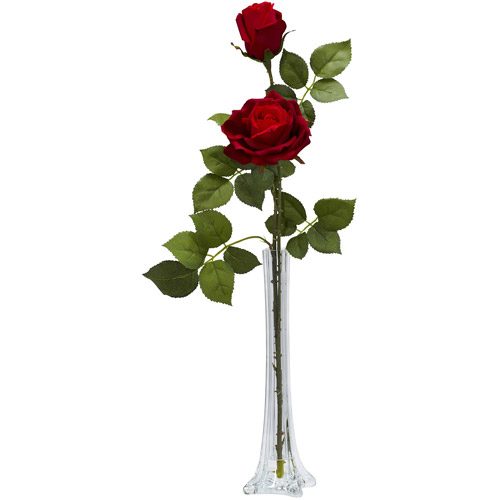 Roses with Tall Bud Vase Si...
