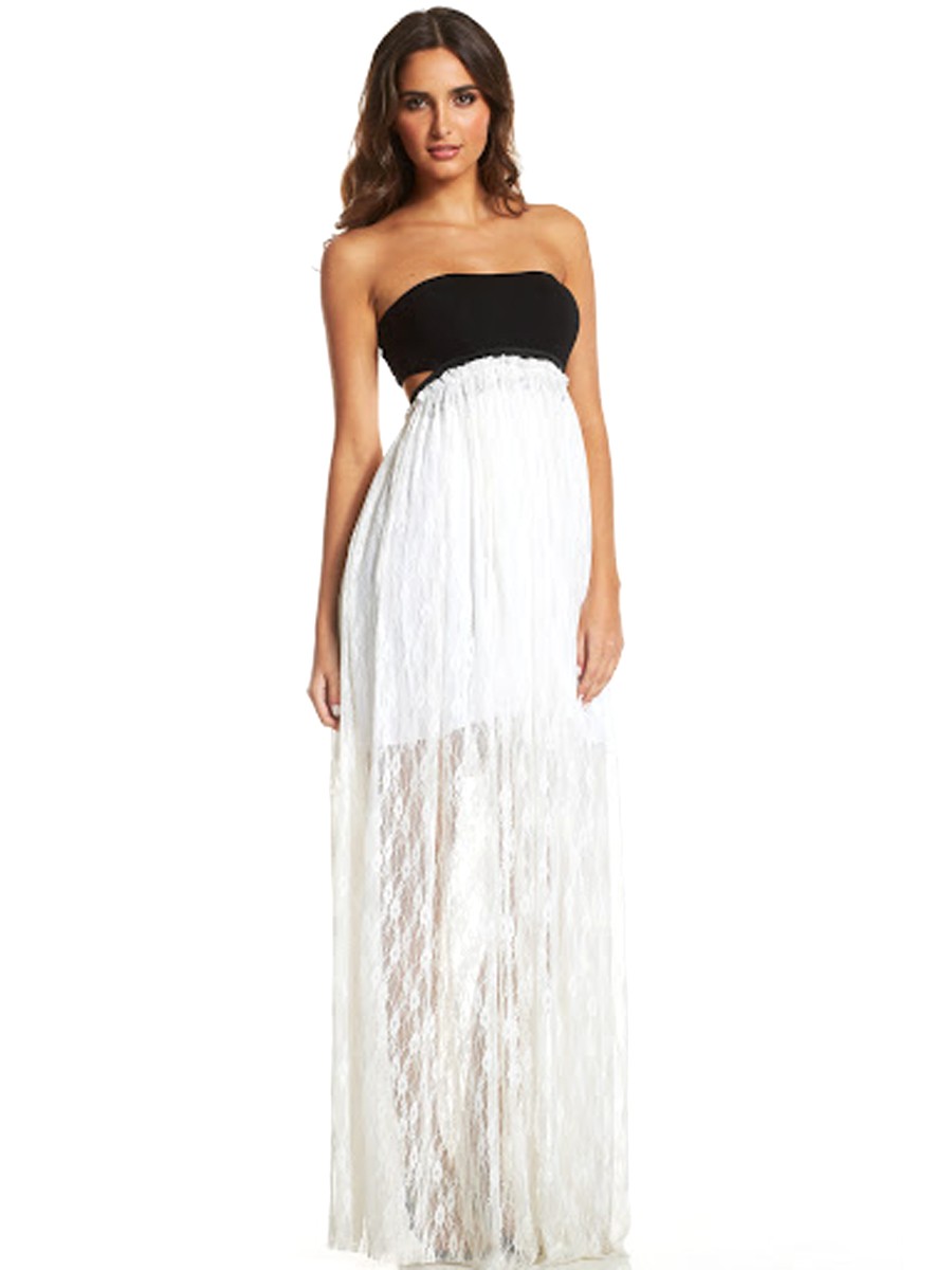 Elan Bandeau Maxi Dress wit...