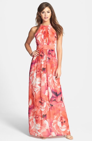 Eliza J Print Chiffon Maxi ...