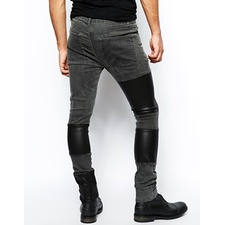 Image 2 of ASOS Super Skinny Jeans With Biker Panels