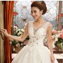 Princess Grand Embroidery Bow Cap Sleeves Ball Wedding Gown