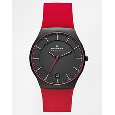 Image 1 of Skagen Red Silicone Strap Watch
