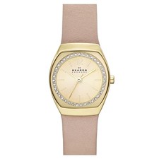 Skagen 'Asta' Crystal Bezel Leather Strap Watch, 22mm (Nordstrom Exclusive) | Nordstrom