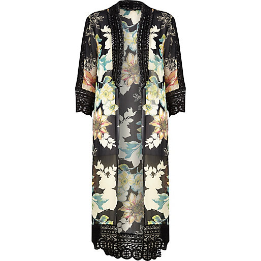 Black floral longline victo...
