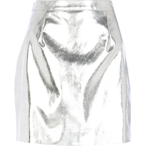 Silver metallic leather-loo...