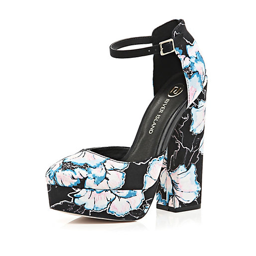 Blue floral two-part block ...