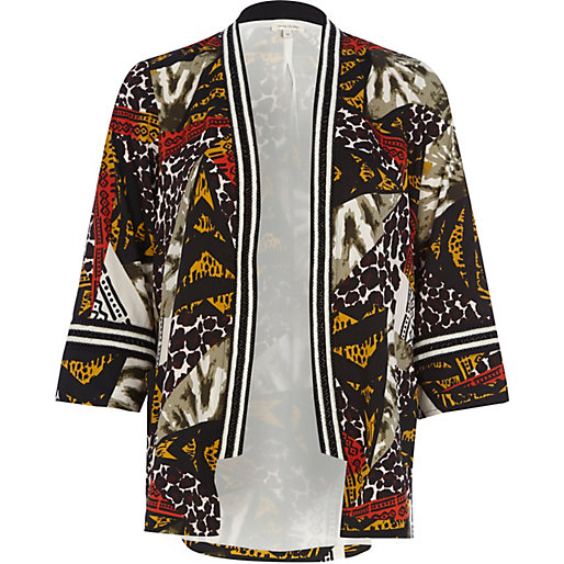 Black tribal print embellis...